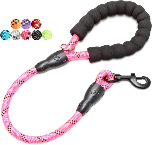 BAAPET 2/4/5/6 FT Dog Leash with Comfortable Padded Handle and Highly Reflective Threads for Small Medium and Large Dogs (2FT-1/2'', Pink)