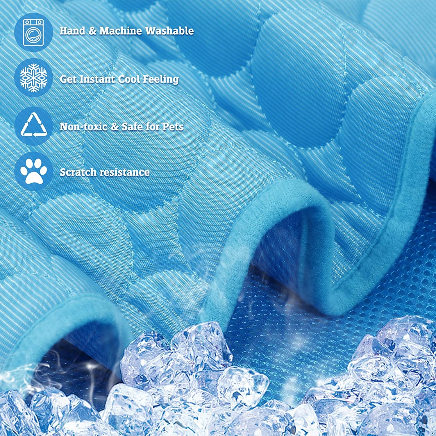 Washable Dog Cooling Mat Ice Silk Cooling Mat for Dogs Pet Self Cooling Pad Blanket Dog Cooling Pad for Indoor & Outdoor Car Seats