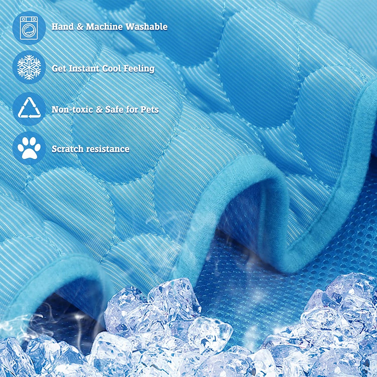 Washable Dog Cooling Mat Ice Silk Cooling Mat for Dogs Pet Self Cooling Pad Blanket Dog Cooling Pad for Indoor & Outdoor Car Seats