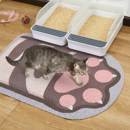 Bienbee Cat Litter Mat,33.5 x 22.5in Cat Litter Mat Litter Trapping Mat Easy to Clean,Litter Box Mat with Bottom, Unique Graphic Design Cat Mats for Litter, Cat Claw L