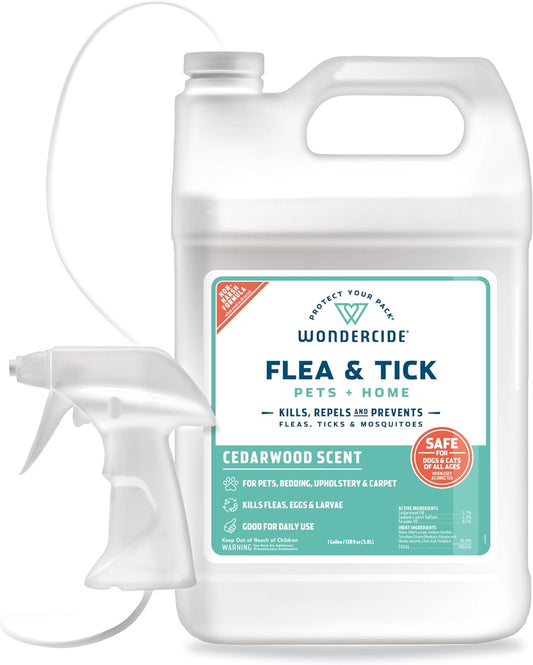 Wondercide - Flea, Tick & Mosquito Spray for Dogs, Cats, and Home - Flea and Tick Killer, Control, Prevention, Treatment - with Natural Essential Oils - Pet and Family Safe - Cedarwood 128 Oz