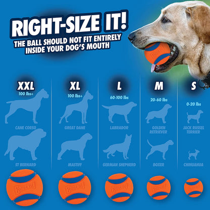 Chuckit Ultra Ball Dog Toy, XXL (4 Inch Diameter), Pack of 1, for Breeds 100+ Lbs
