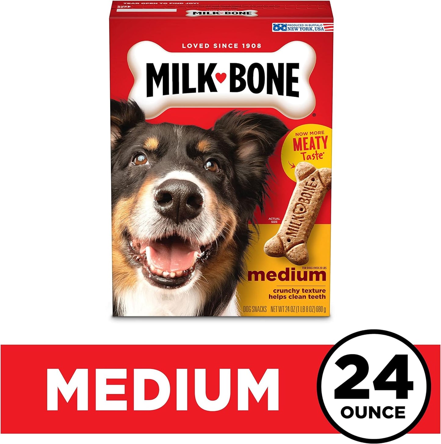 Milk-Bone Original Dog Treats for Medium Dogs, 24 Ounce, Crunchy Biscuit Helps Clean Teeth