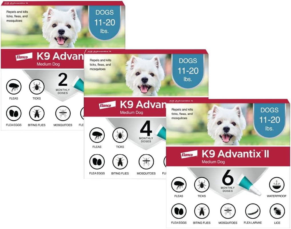 K9 Advantix II Medium Dog Vet-Recommended Flea, Tick & Mosquito Treatment & Prevention | Dogs 11-20 Lbs. | 12-Mo Supply