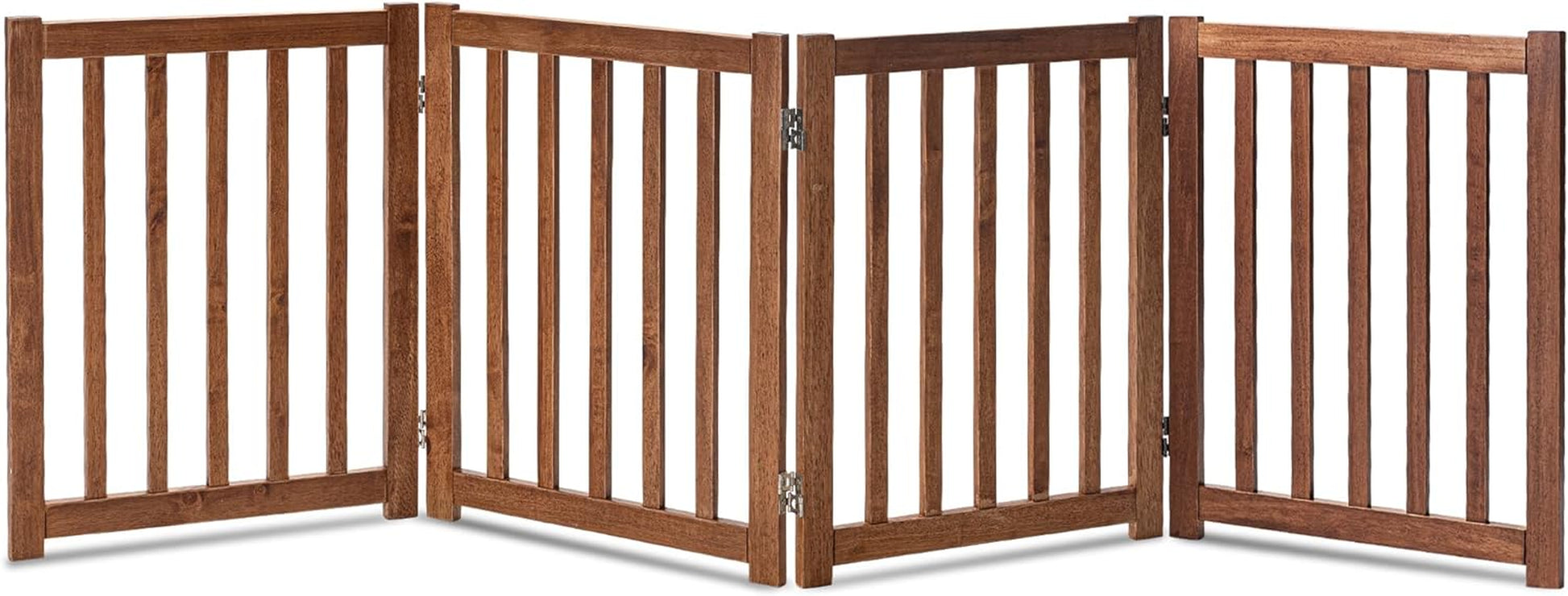 LZRS Solid Hardwood Freestanding Pet Gate,Wooden Dog Gates for Doorways,Nature Wood Dog Gates for the House,Dog Gate for Stairs,Freestanding Indoor Gate Safety Fence,Oak,24" Height-4 Panels