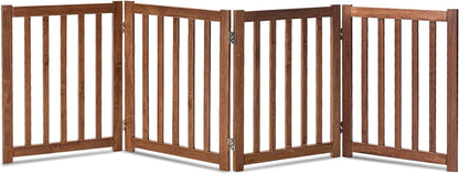 LZRS Solid Hardwood Freestanding Pet Gate,Wooden Dog Gates for Doorways,Nature Wood Dog Gates for the House,Dog Gate for Stairs,Freestanding Indoor Gate Safety Fence,Oak,24" Height-4 Panels