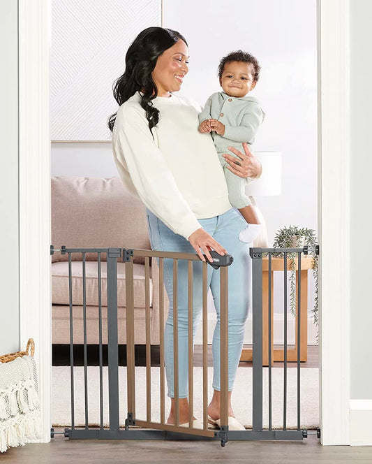 Regalo Heritage & Home Multi-Style Extra Wide 39-Inch Baby Safety Gate, Award Winning Brand, Includes Decor Wood Door, Extension Kits, Pressure Mount Kit, Wall Cups and Mounting Kit