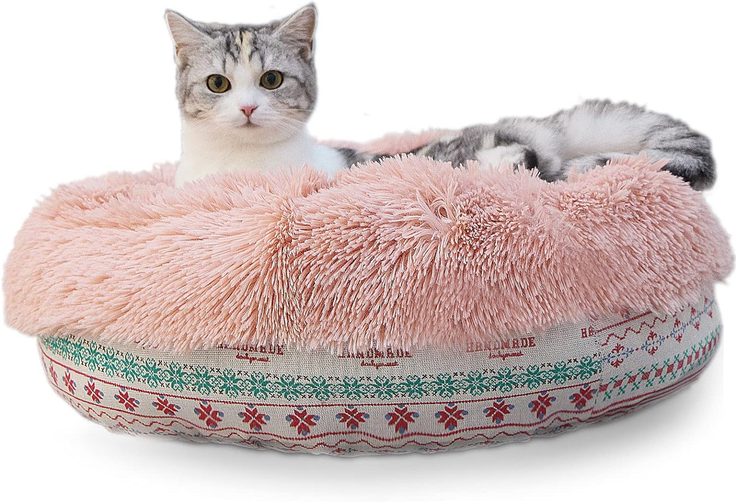 Puppy Beds for Small Dogs Washable19 Inches Pink Bohemian Style Deep Sleep Calming Pink Cute Dog Bed for Girls Beds for Pet Dog Beds Fits up to 10 Lbs Pets Beds Machine Washable Dog Bed.