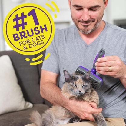 Hertzko Dog & Cat Brush, Cat & Dog Grooming, Self Cleaning Slicker Brush for Pets, Grooming Brushes for Long Short Haired Dogs Cats, Regular Size Deshedding Brush, Rake, Comb | Original