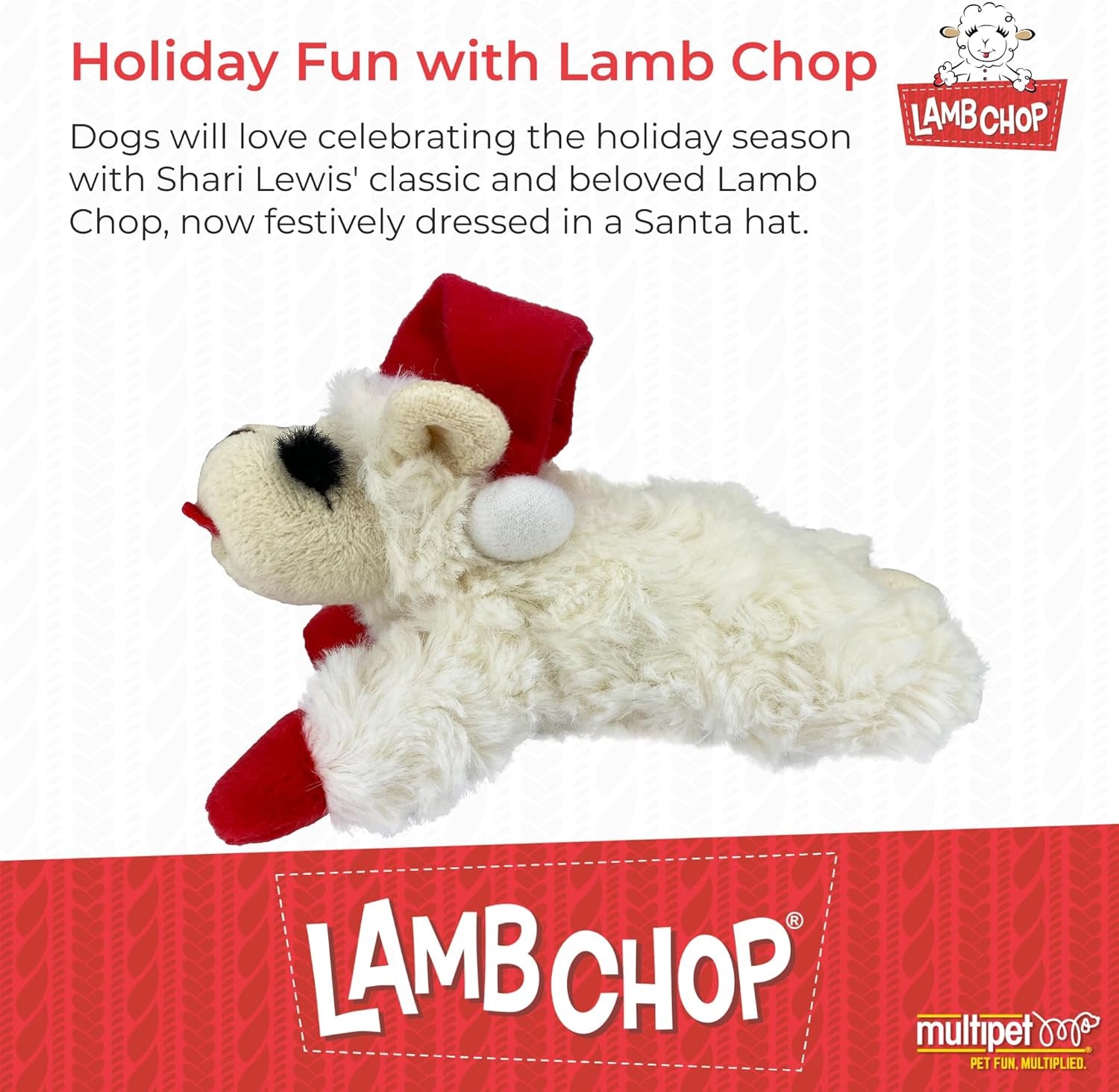 Multipet Holiday Lambchop Dog Toy 6", for small breeds