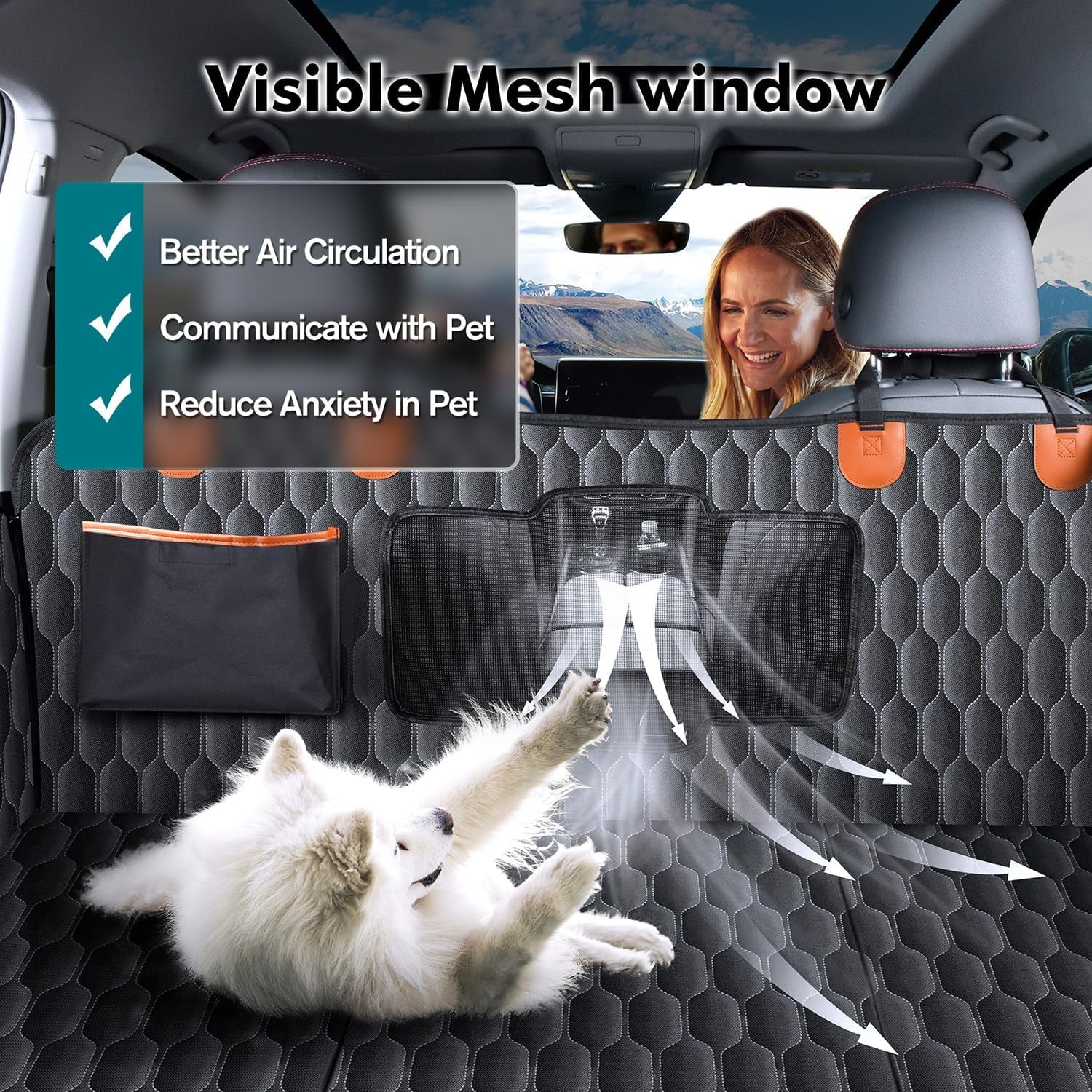 Back Seat Extender for Dogs-Supports 330Lb,Waterproof Dog Car Seat Cover Hard Bottom-Detachable,600D Heavy Duty Scratch Proof Nonslip Soft,Dog Hammock for Car,Suvs-Grey