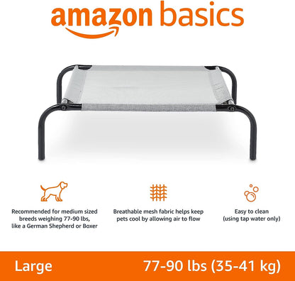 Amazon Basics Cooling Elevated Dog Bed with Metal Frame, Large, 51 X 31 X 8 Inch, Grey