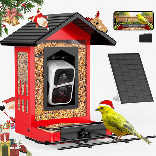 birdsnap® APS - Metal Bird Feeder with Camera Solar Panel 32GB Card, AI Identify 10000+ Birds Camera Feeder, 2K HD Live View Auto Record Bird Video, Ideal Xmas Gift for Bird Lovers