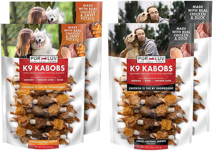 K9 Kabob Real Chicken, Duck, and Sweet Potato Dog Treats, Made with Real Chicken and Sweet Potato, Healthy, Easily Digestible, Long Lasting, and High Protein Dog Treat, 48 Oz