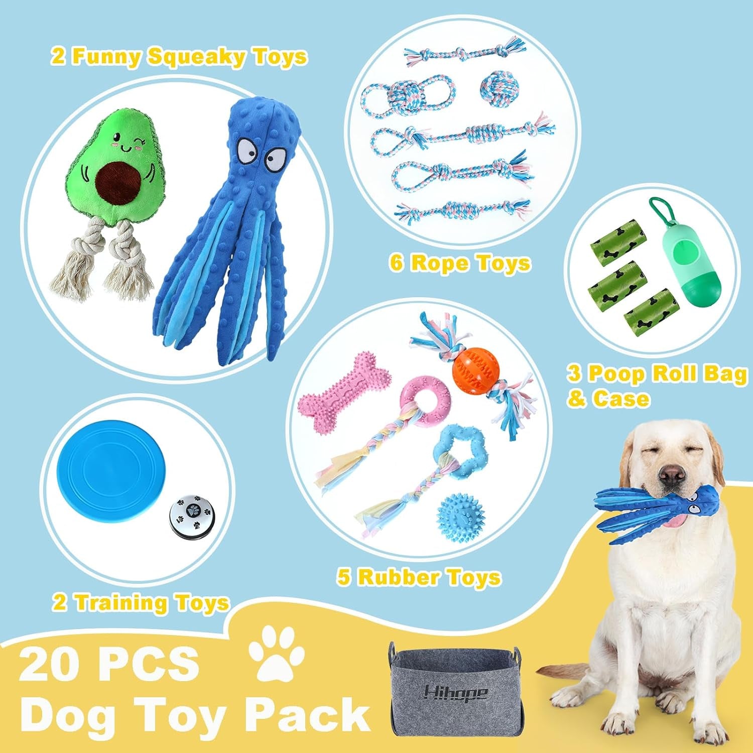 20-Pack Puppy Toys for Aggressive Chewers Dog Rope Toys Cotton Chew Toys for Teething All Breeds Puppy Essentials Dog Toys Anxiety Relief Bundle