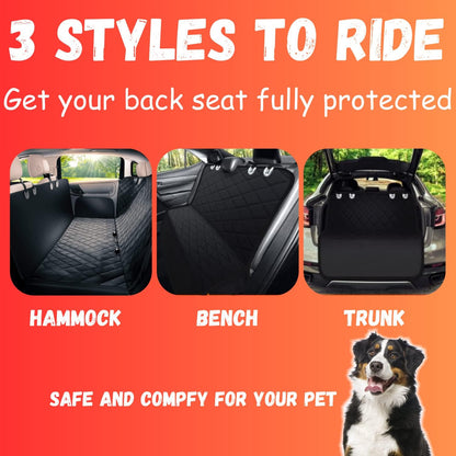 Dog Car Seat Cover for Back Seat for XL Cars, Suvs & Trucks, 100% Waterproof Non-Slip Dog Hammock for Car, 600D Heavy Duty Scratch Proof Durable Pet Car Rear Seat Cover W/Mesh Window, Storage Pockets