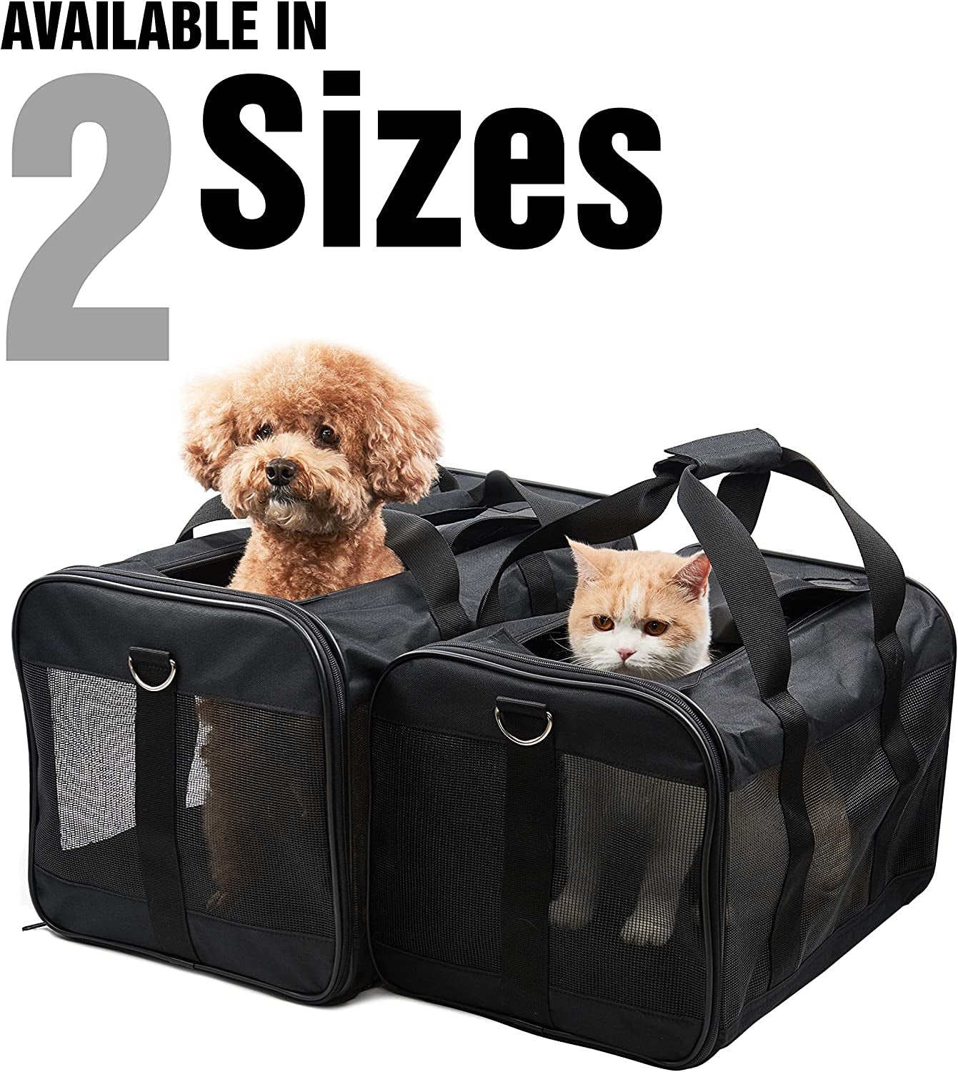 Fluffydream Pet Travel Carrier Soft Sided Portable Bag for Cats, Small Dogs, Kittens or Puppies, Collapsible, Durable, Airline Approved, Travel Friendly (Grey, 17.0" L X 10.0" W X 11.0" H) (Grey)