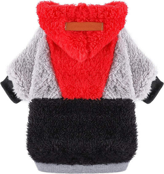 Dog Sweaters for Small Dogs, Fleece Dog Hoodie Clothes, Spring Winter Cute Warm Puppy Chihuahua Sweater, Pet Doggie Sweater for Yorkie Teacup, Cat Apparel (Red, X-Small)