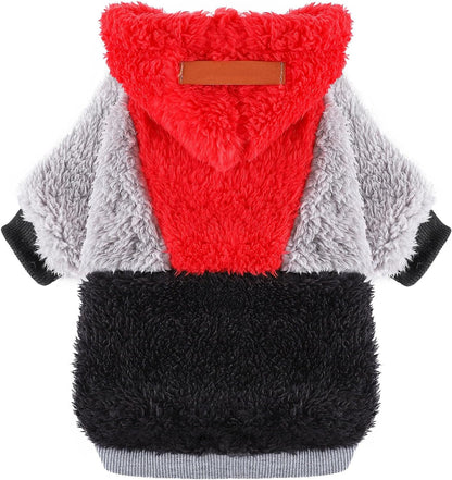 Dog Sweaters for Small Dogs, Fleece Dog Hoodie Clothes, Spring Winter Cute Warm Puppy Chihuahua Sweater, Pet Doggie Sweater for Yorkie Teacup, Cat Apparel (Red, Medium)