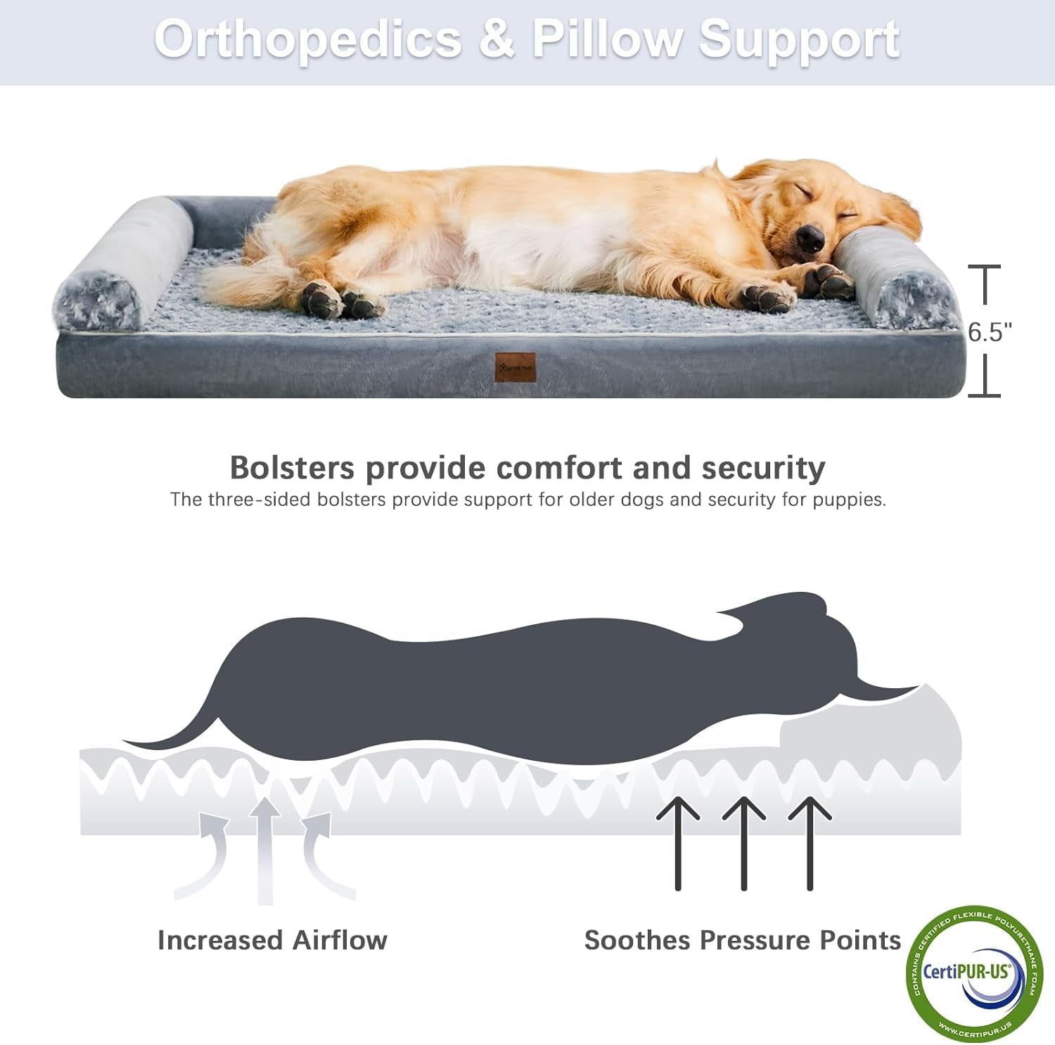 BFPETHOME Dog Beds for Large Dogs, Orthopedic Dog Bed for Medium Large Dogs,Big Waterpfoof Couch Dog Pet Bed with Removable Washable Cover