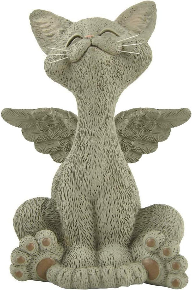 Bereavement Memorial Grey Cat Angel Figurine with Angel Wings Cat Loss Sympathy Gift - Happy Cat Collection - Cat Bereavement Gifts, Cat Memorial, Cat Loss Gifts, Cat Lover Gifts