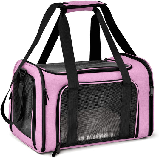 Henkelion Large Cat Carriers Dog Carrier Pet Carrier for Large Cats Dogs Puppies up to 25Lbs, Big Dog Carrier Soft Sided, Collapsible Travel Puppy Carrier - Large - Pink