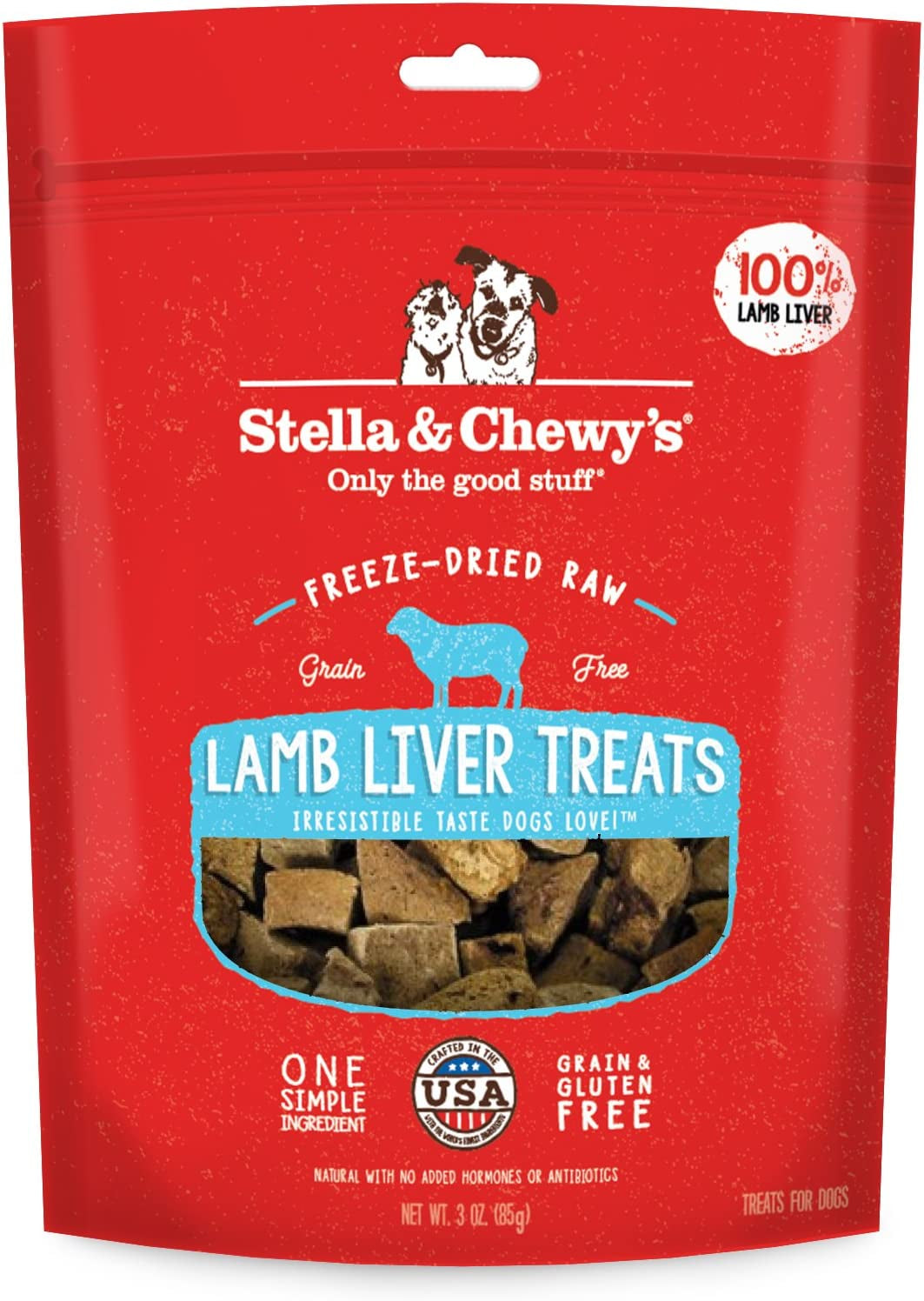 Stella & Chewy'S Freeze-Dried Raw Single Ingredient Lamb Liver Treats, 3 Oz. Bag