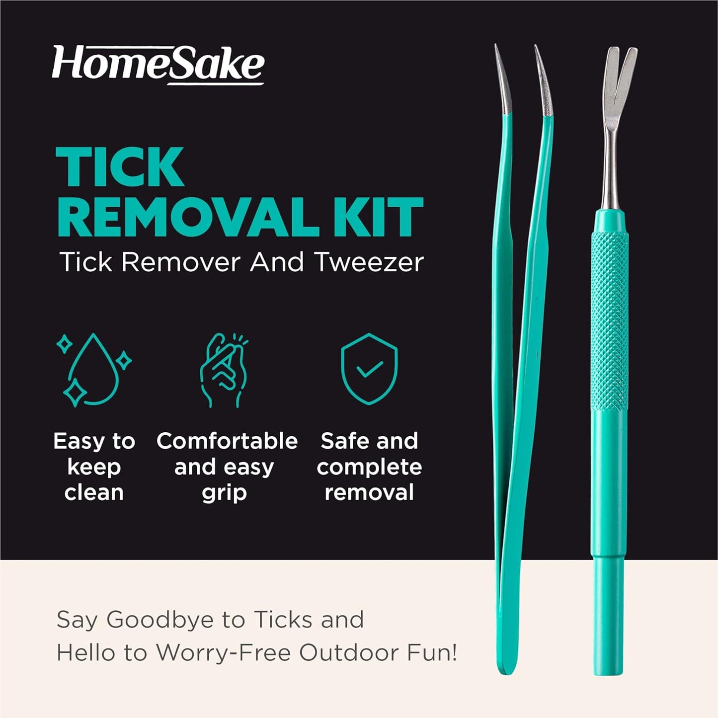 Tick Remover Tool and Tweezer Set for Humans- Pets Stainless Steel Cat and Dog Tick Removal Kit W/Storage Pouch Safe Tic Control Puller for Complete Removal of Big and Small Ticks (2 Pack)