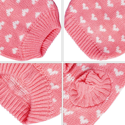 Dog Knitted Sweater Heart Puppy Sweater Warm Soft Pet Holiday Clothes for Small Cats and Dogs (Pink, S)