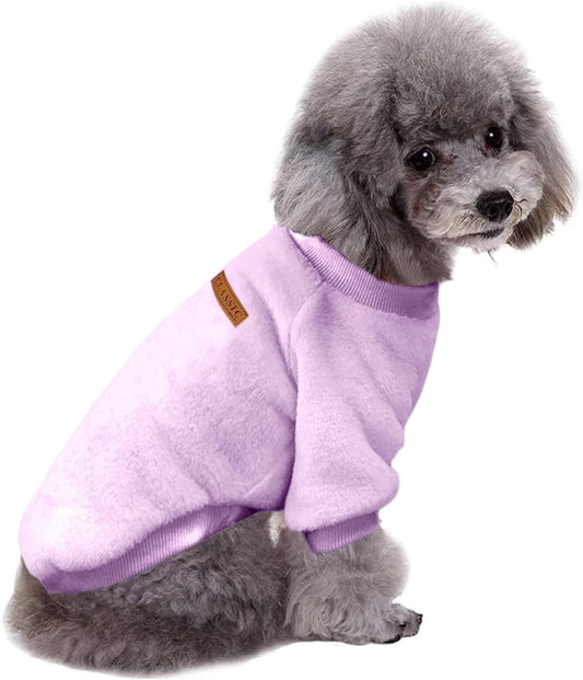 Jecikelon Pet Dog Clothes Dog Sweater Soft Thickening Warm Pup Dogs Shirt Winter Puppy Sweater for Dogs (Z01-Purple, Small)