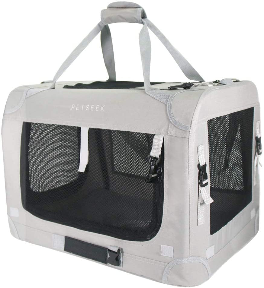 Extra Large Cat Carrier Soft Sided Folding Small Medium Dog Pet Carrier 24"X16.5"X16" Travel Collapsible Ventilated Comfortable Design Portable Vehicle (Grey)