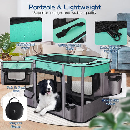 Dog Playpen,Pet Playpen,Foldable Dog Cat Playpens,Portable Exercise Kennel Tent Crate,Water-Resistant Breathable Shade Cover, Indoor Outdoor Travel Camping Use for Small Animals+Free Carrying Case(S)