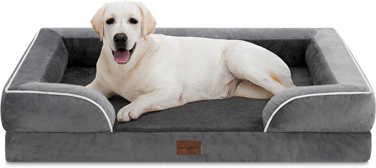 Jumbo Dog Bed for Extra Large Dogs, Jumbo Breed Dog Bed, Waterproof Orthopedic Dog Bed, PV Washable Dog Sofa Bed with Removable Cover & Non-Slip Bottom(Jumbo,Dark Grey)