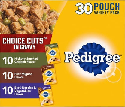 PEDIGREE CHOICE CUTS in GRAVY Filet Mignon Flavor Adult Soft Wet Dog Food, 3.5 Oz Pouches (Pack of 16)