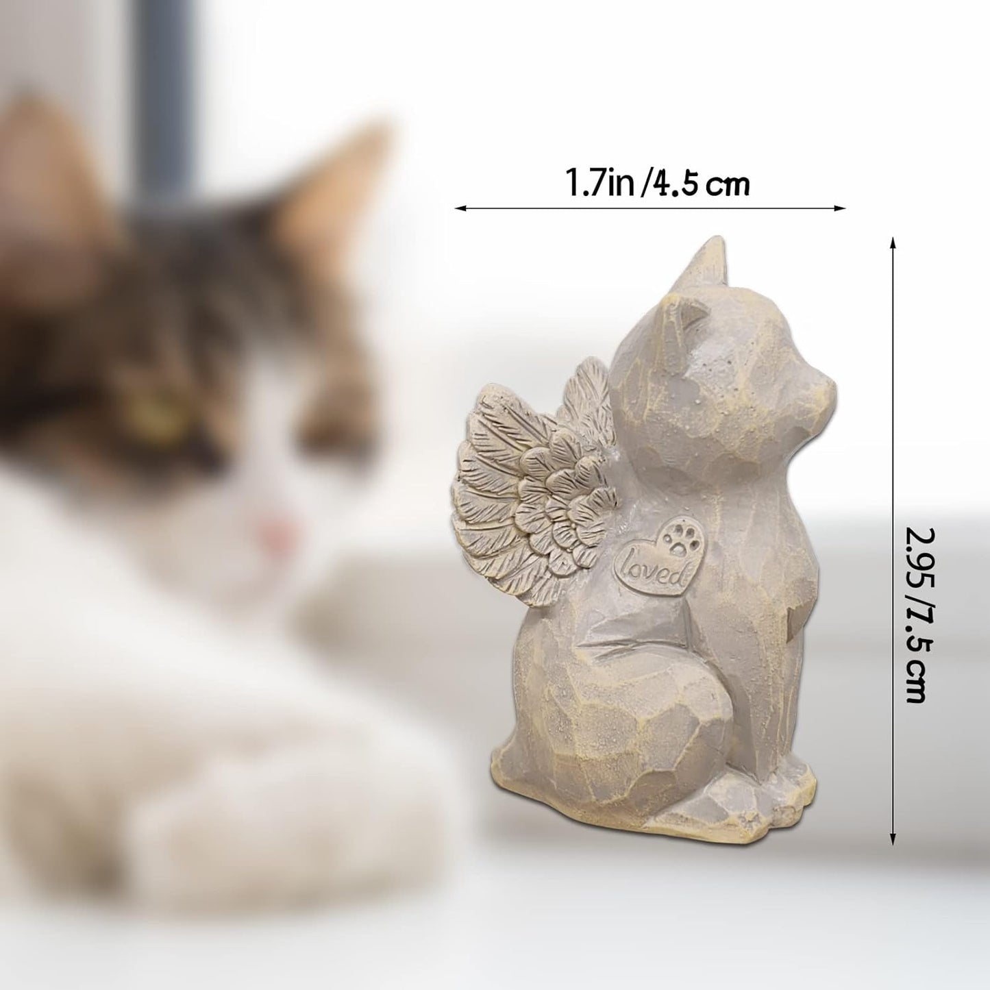 Cat Memorial Gifts, Loss of Cat Sympathy Gift, Angel Cat Figurine Rainbow Bridge Pet Memorial Gifts, Cat Gifts for Cat Lovers, Cat Remembrance Grief Condolence Bereavement Gifts, Black Cat Decor