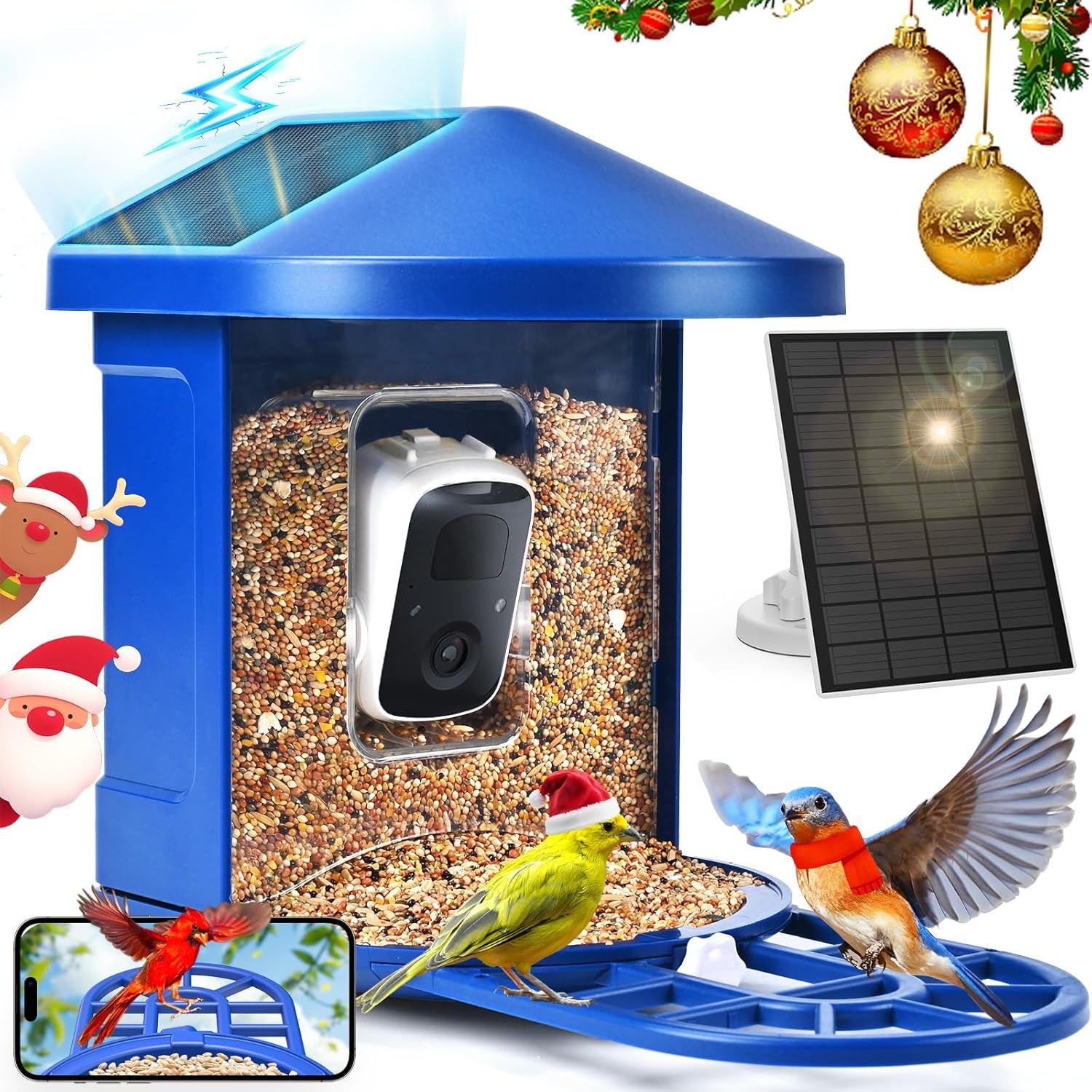 PeckCam® Bird Feeder with Camera, 2K HD AI Identify Birds Species, Bird Feeder with Camera Solar Powered, Auto Record Birds Video, Instant Notifications, Ideal Gifts for Family and Bird Lovers