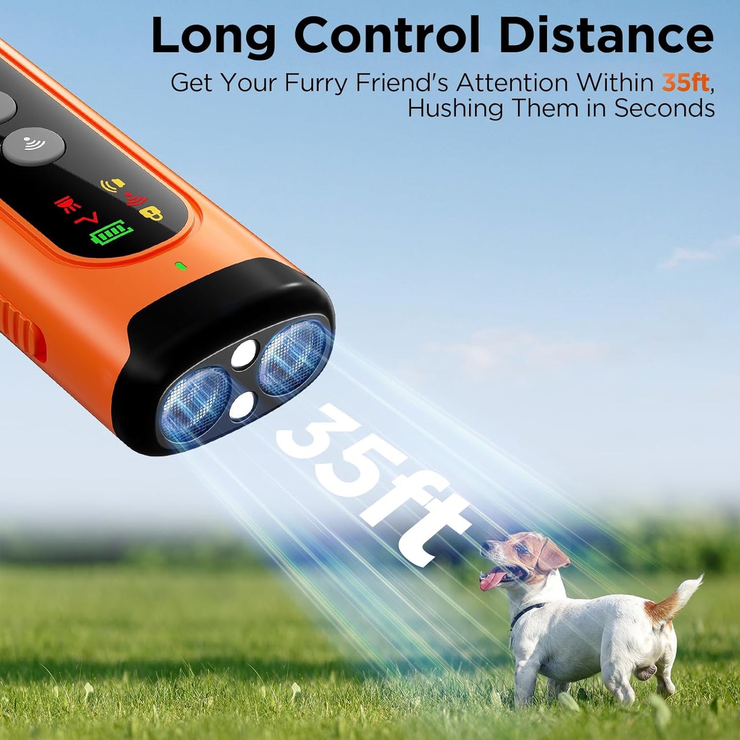 2024 Dog Bark Deterrent Device, Anti-Bark Device for Dog Training, No Need to Yell or Pat, Simply Point at the Dog within 35Ft, Ultra-Bright LED Flashlight | Bark Collar Alternative (Black)