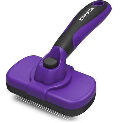 Self Cleaning Slicker Brush for Dogs & Cats, Skin Friendly Grooming Cat Brush, Dog Brush for Shedding, Deshedding Brush, Hair Brush Puppy Brush for Haired Dogs, Pet Supplies, Purple