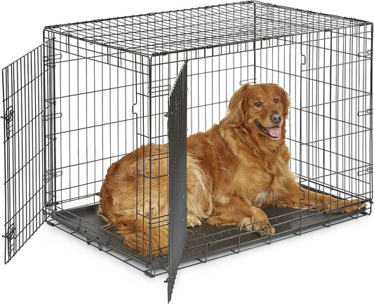 New World Newly Enhanced Double Door New World Dog Crate, Includes Leak-Proof Pan, Floor Protecting Feet, & New Patented Features, 42 Inch