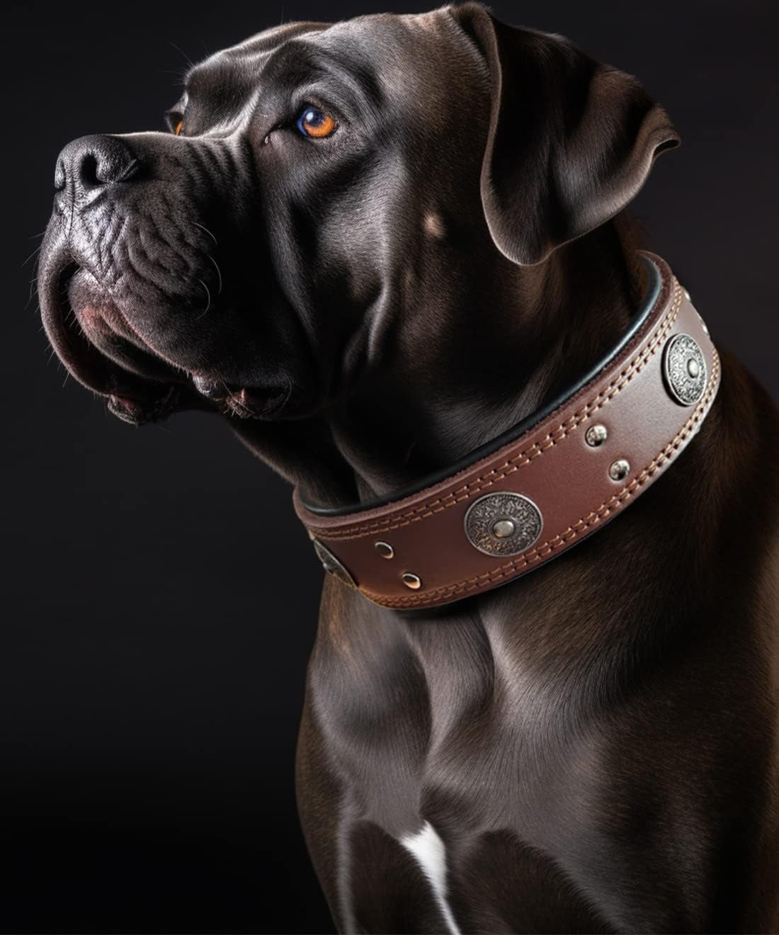 Leather Dog Collar, 2 inches Wide Heavy Duty Genuine Leather Collars, Handmade, Soft, and Luxury, Eye-catching Best Choice for Large and Medium Breed Dogs 19.5-23.5 inches