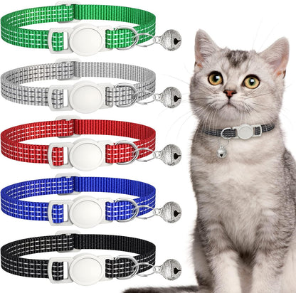 5 Pack Reflective-Breakaway Cat Collars with Bells,Adjustable Small Cat Collar,Ideal for Girl Cats Male Cats Kittens Puppies,Pet Supplies Stuff Accessories 7.9" - 13" (5 Classic Colors)