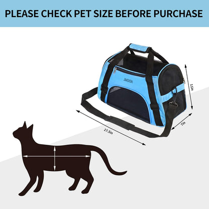 JMOON Cat Carrier Soft-Sided Airline Approved Pet Carrier Bag,Pet Travel Carrier for Cats,Dogs Puppy Comfort Portable Foldable Pet Bag (Medium, Black)