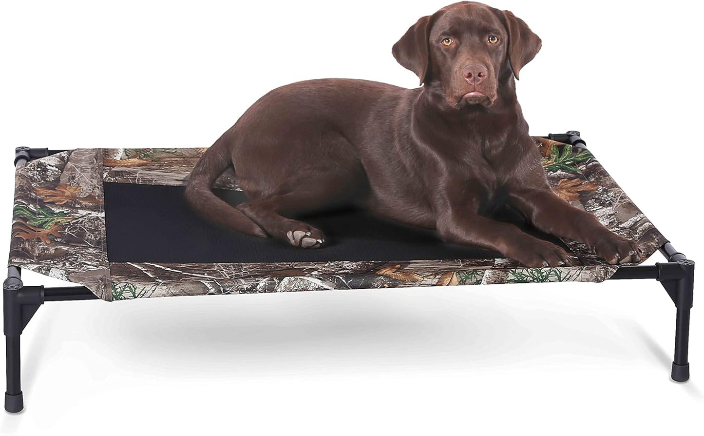 K&H Pet Products Cooling Elevated Dog Bed Outdoor Raised Dog Bed with Washable Breathable Mesh, Dog Cot Bed No-Slip Rubber Feet, Portable Dog Cot Outdoor Dog Bed, Large Realtree Edge Camo/Black Mesh