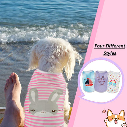 4Pcs Dog Cat Shirts Dog Polka Dot Vest Dog Stripe Sleeveless T-Shirt Pet Soft Vest Breathable Clothes for Small Medium Dog Puppy Kitten Cat XL