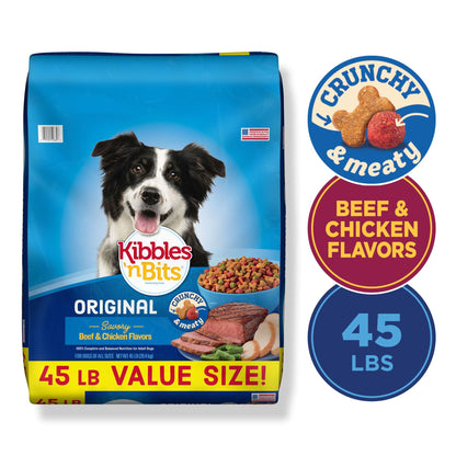 Kibbles 'N Bits Original Savory Beef & Chicken Flavors Dry Dog Food, 45 Lb. Bag