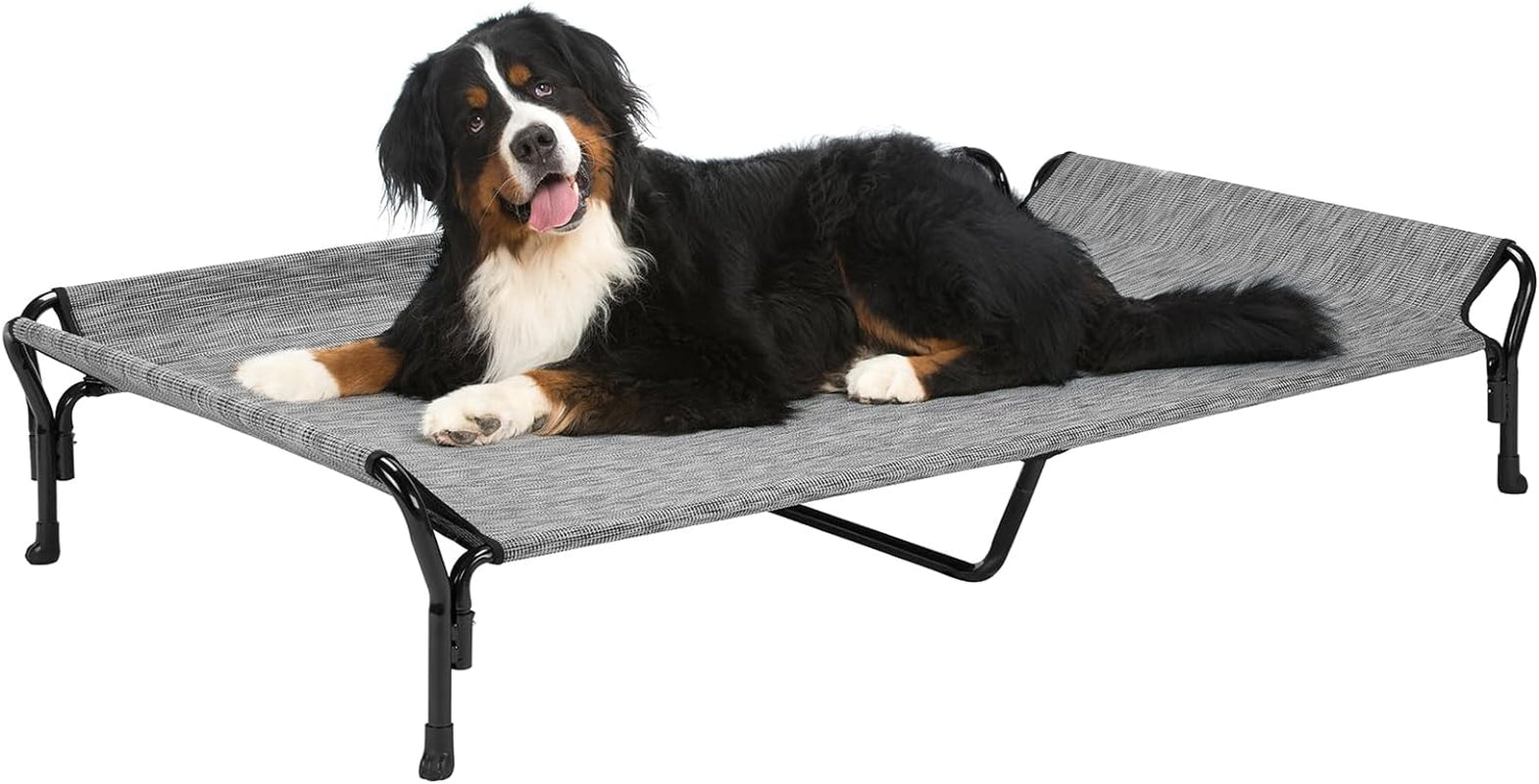 Veehoo Cooling Raised Dog Bed, Guardrail Elevated Dog Bed, Chewproof Dog Bed Frame with Washable & Breathable Teslin Mesh, Non-Slip Dog Sofa Bed Cot for Indoor & Outdoor, XX Large, Black Silver