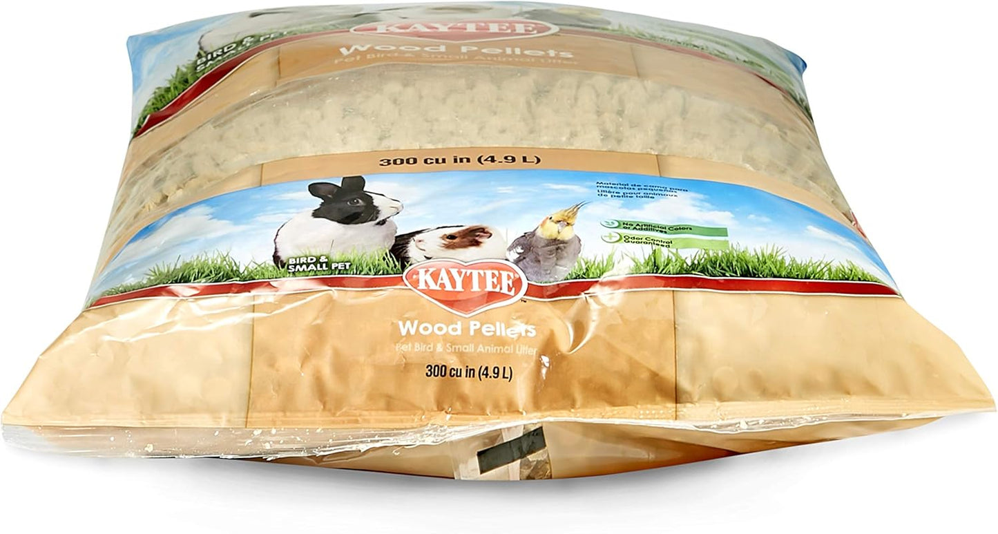 Kaytee Wood Pellets Pet Bird & Small Animal Litter for Ferrets, Guinea Pigs, Rats, Chinchillas, Hamsters, Gerbils, Rabbits, Mice, Hedgehogs and Dwarf Hamsters, 4.9 Liter, 8 Pound Bag