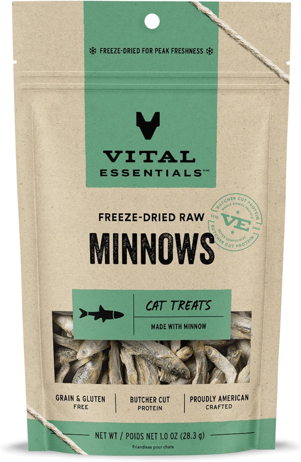 Vital Essentials Freeze Dried Raw Single Ingredient Cat Treats, Minnows, 1 Oz