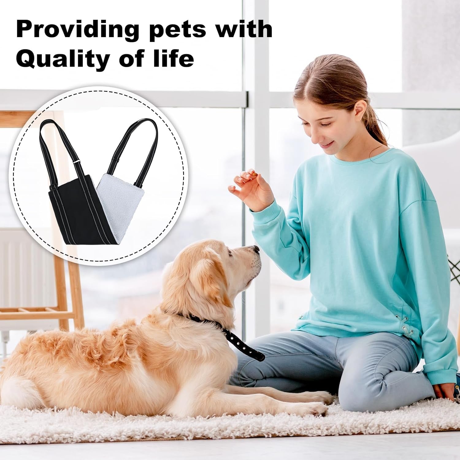 Dog Sling for Back Legs, Dog Sling for Large Dogs Hind Leg Support Adjustable Dog Sling, Dog Support K9 Dog Lift Harness, Helps Senior Dog, Lnjured, after ACL Surgery Rehabilitation (Medium)