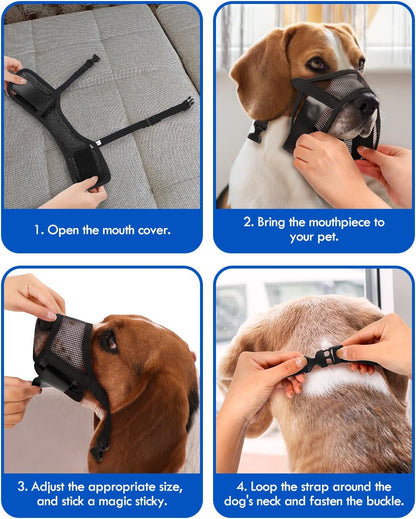 Air Mesh Dog Muzzle (Black,L)